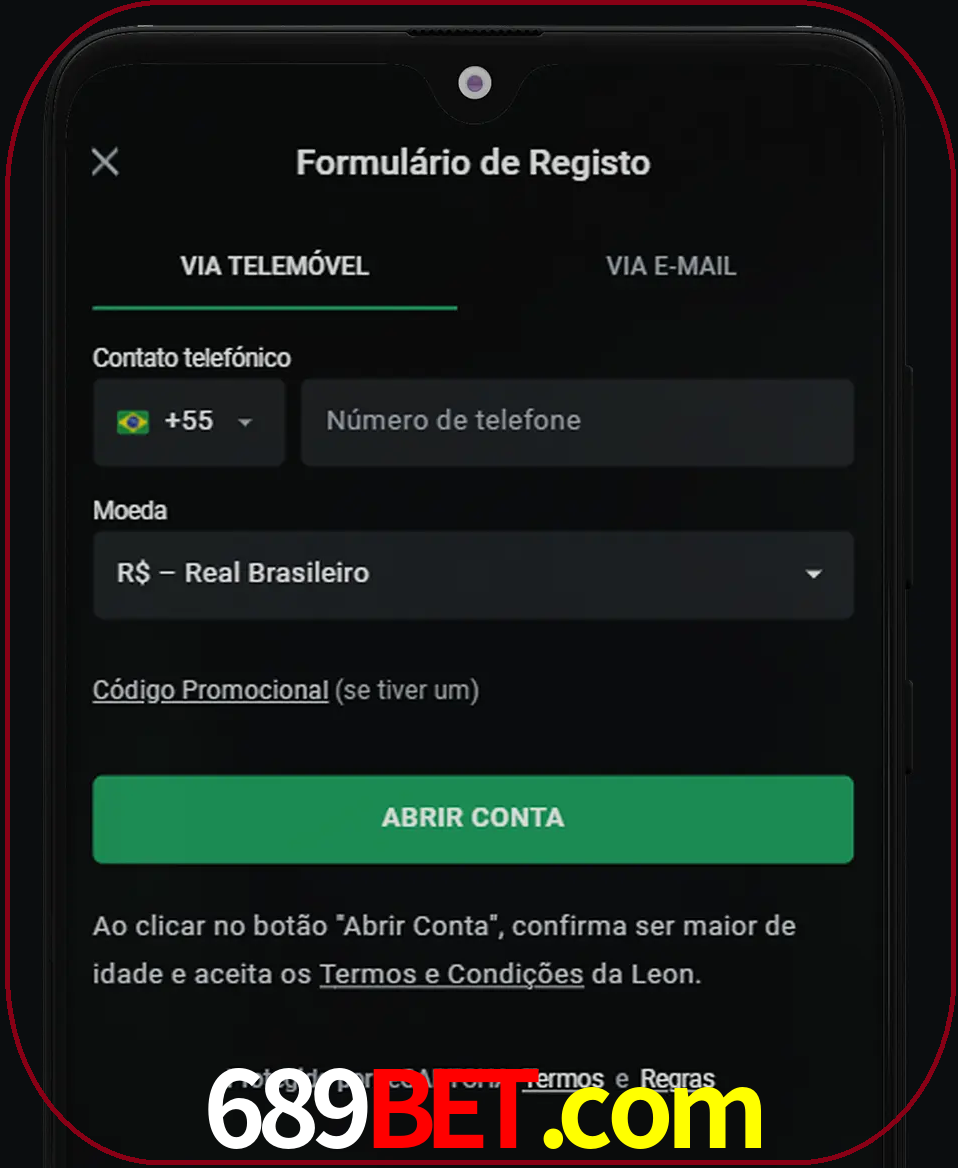 Abra o aplicativo e inicie o processo de registro.